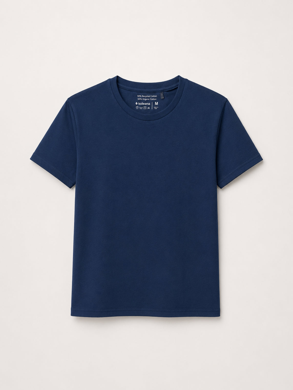 A navy blue short-sleeve crewneck t-shirt