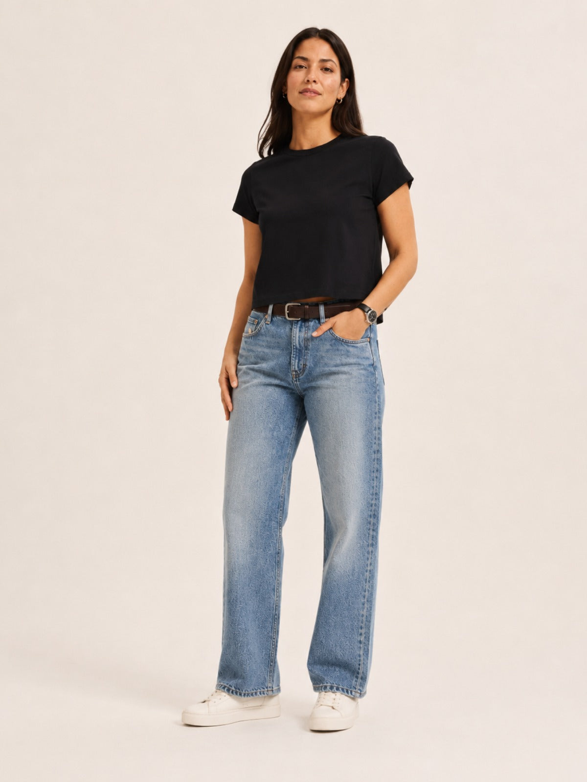 a black t-shirt